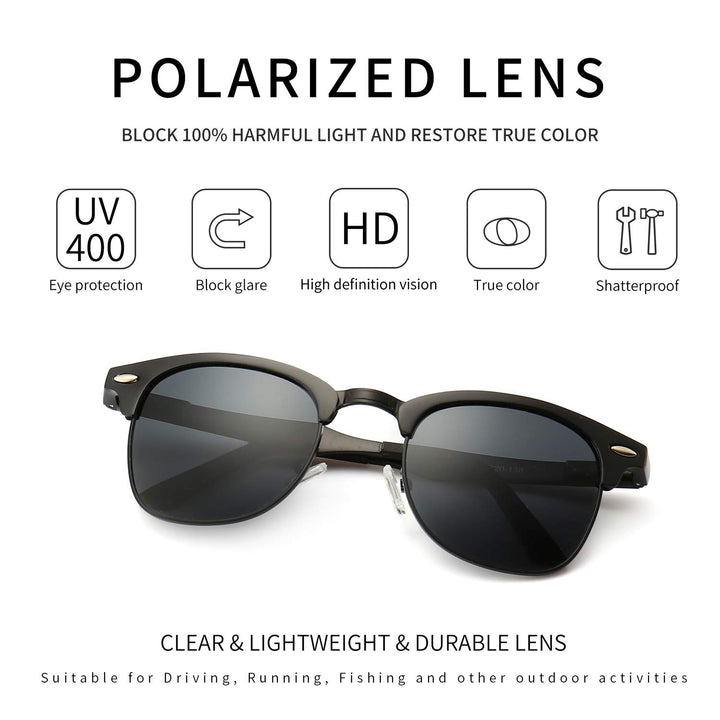 SUNGAIT Classic Half Frame Retro Sunglasses for Women M