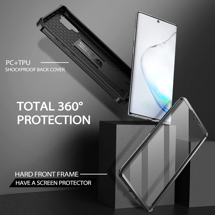 for Samsung Galaxy Note 10+ Plus Case, [Built in Screen Protector and Kickstand] Heavy Duty Military Grade Protection Shockproof Protective Cover for Samsung Galaxy Note 10 Plus Black