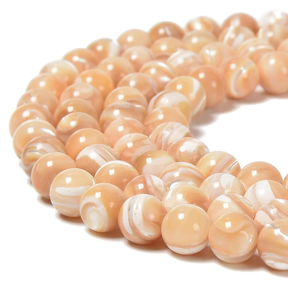 HAAMIIQII 45pcs 8mm Natural Brown Mother of Pearl Shell
