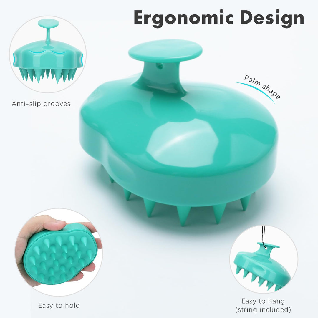 Green: Shampoo Brush Scalp Massager, FReatech [Wet &amp; Dry] Hair Scalp Massage Brush Soft Silicone Comb for Men, Women, Kids and Pets - Green