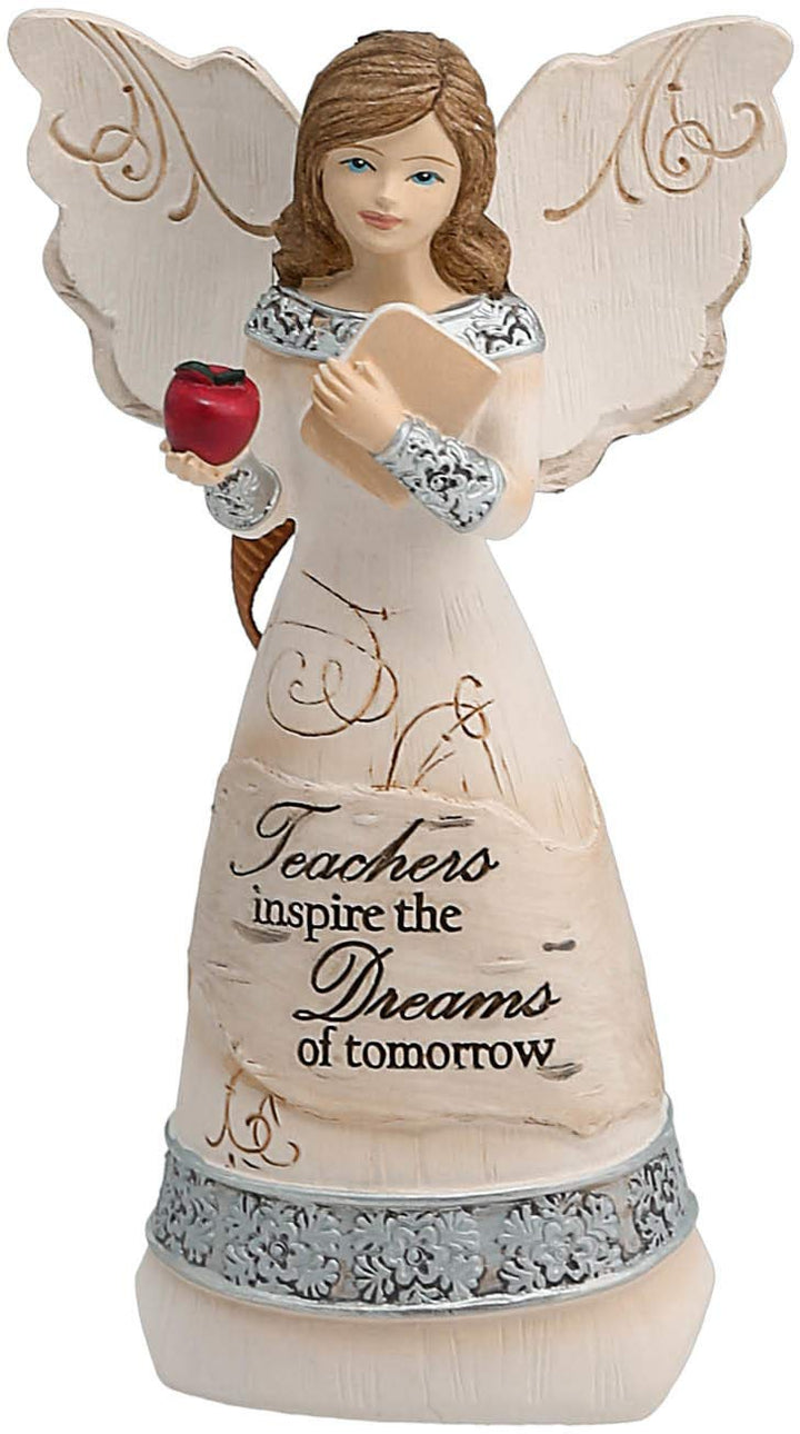 82344 Elements Teacher Angel Figurine, 4-1/2-Inch, Silver