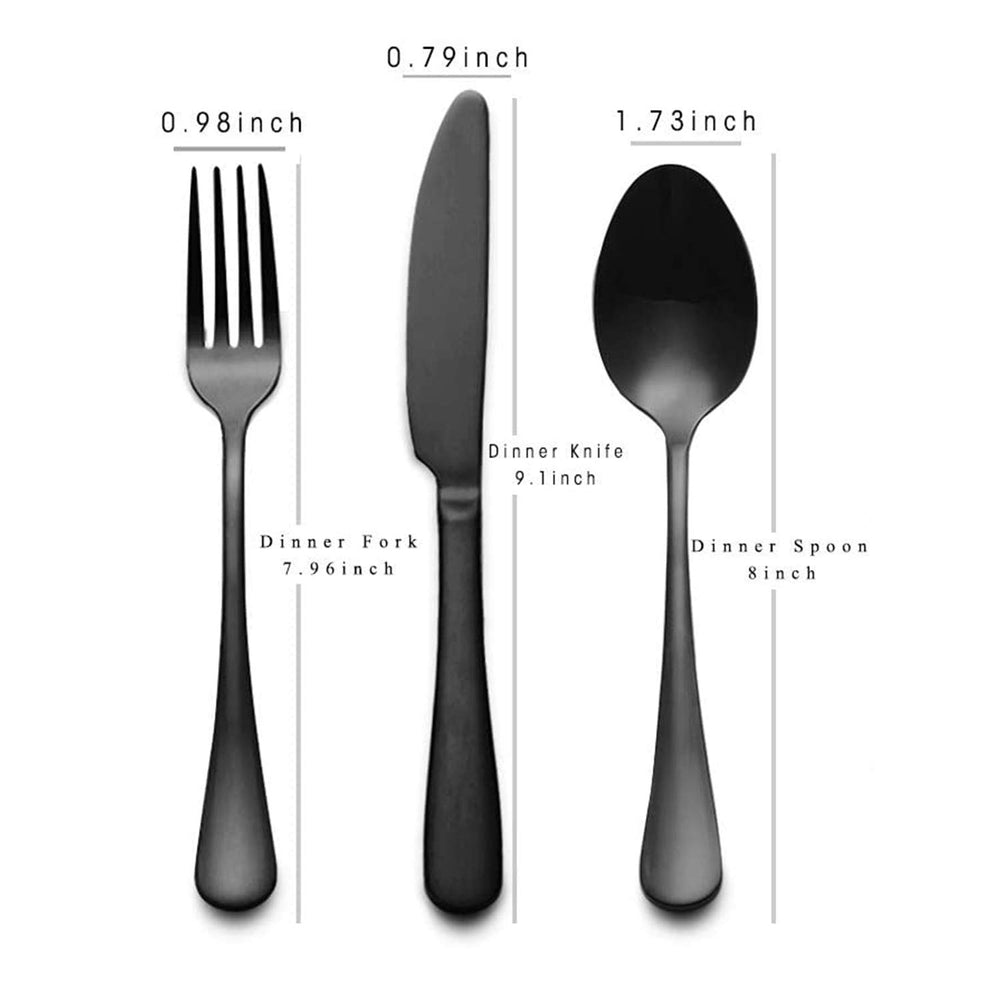 Portable Travel Utensils Set with Case 18/8 Stainless Steel Black Silverware Sets Include Knife Fork and Spoon with Case Reusable Flatware Sets for Lunch Box and Camping (Black)