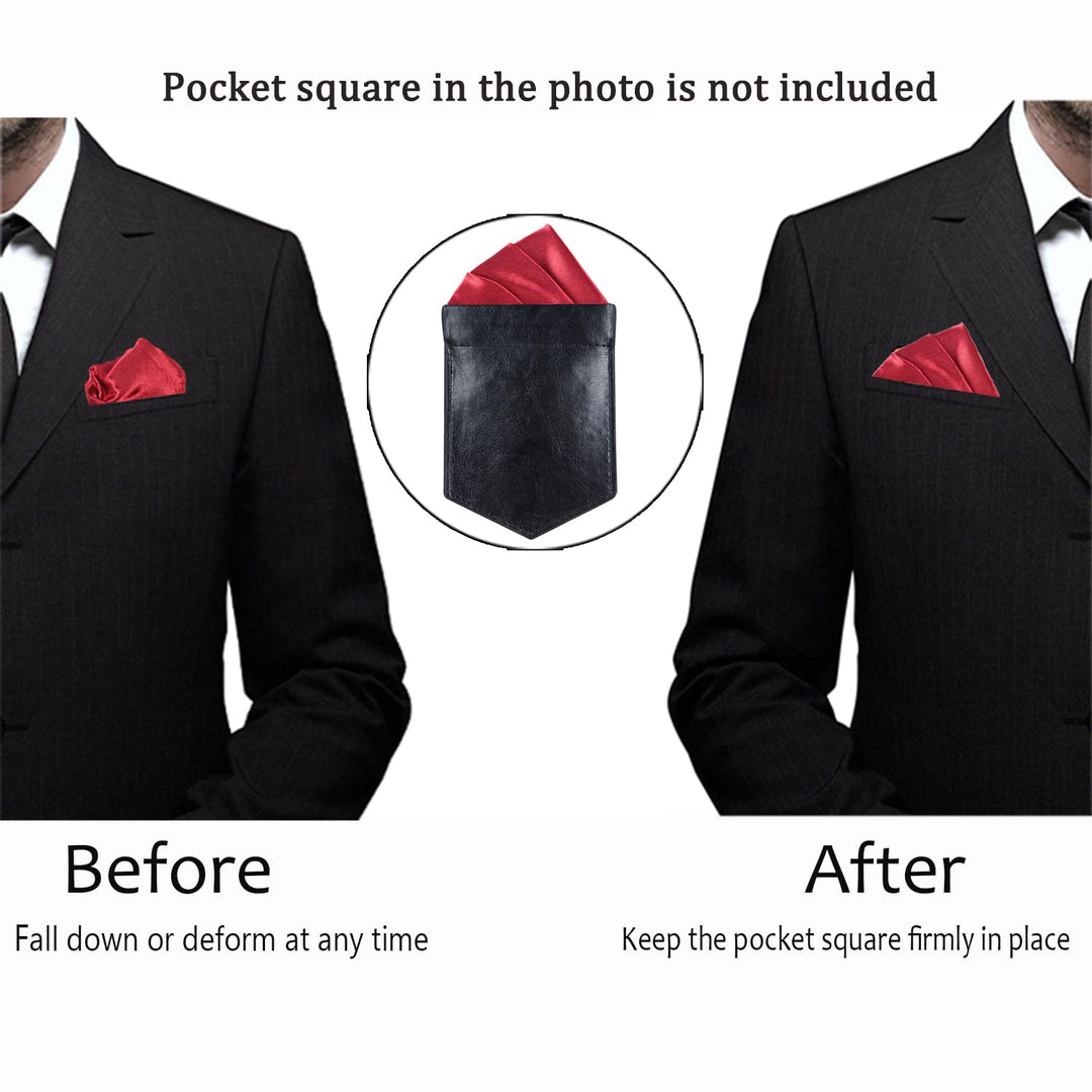 ONLVAN Pocket Square Holder Leather Slim Pocket Square 