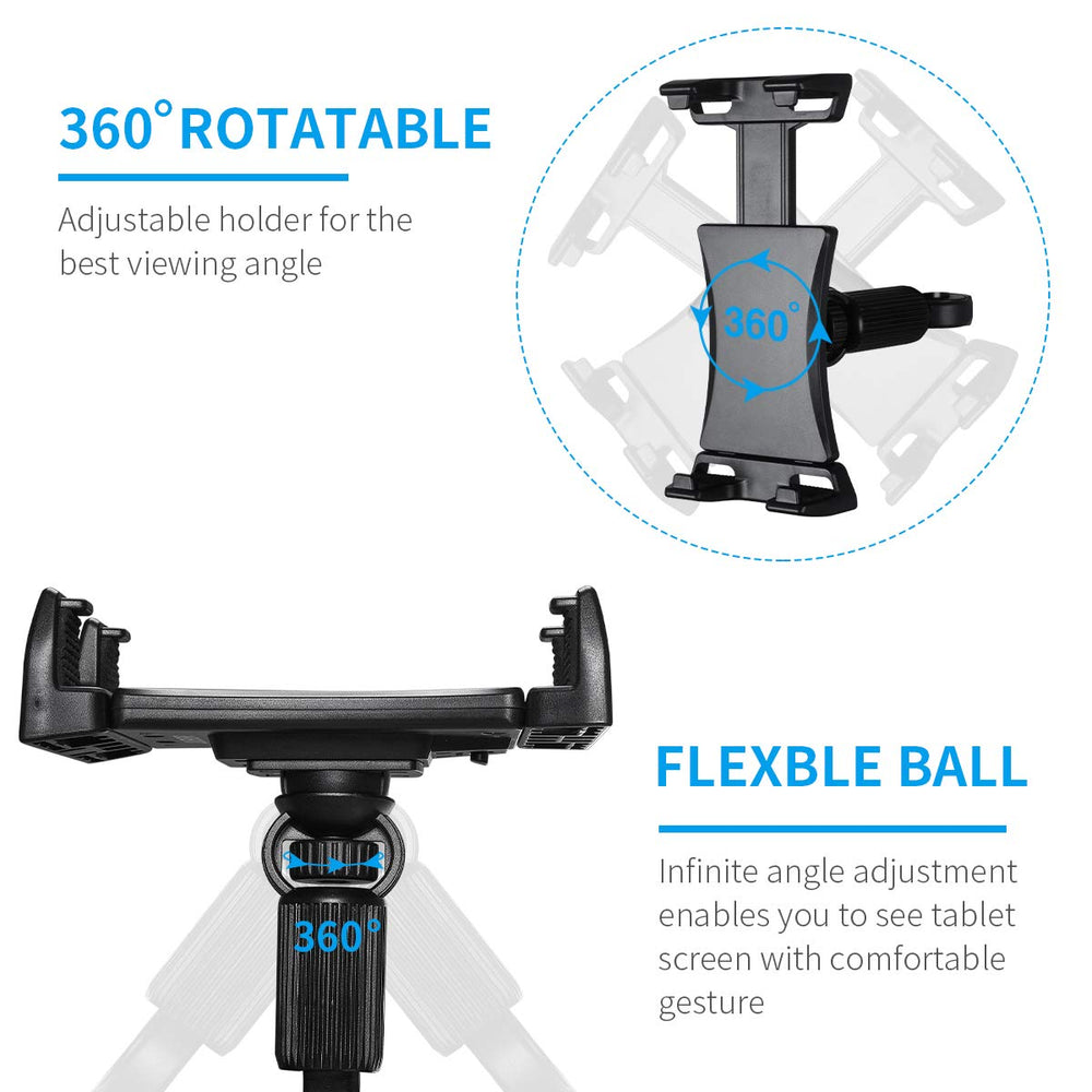 Tablet Mounts for Microphone Stands, Microphone Tablet Holder, Mic Music Stand for iPad, iPad Pro, iPad Air, iPad Mini, 2, 3, iPhone, Smartphone 4.7-12.9 Tablets