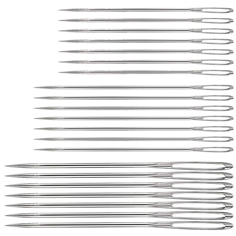 Large Eye Sewing Needles, Sewing Needles, Stainless Steel Embroidery Thread Needle, Handmade Yarn Knitting Needles Leather Needle (21 Pieces)