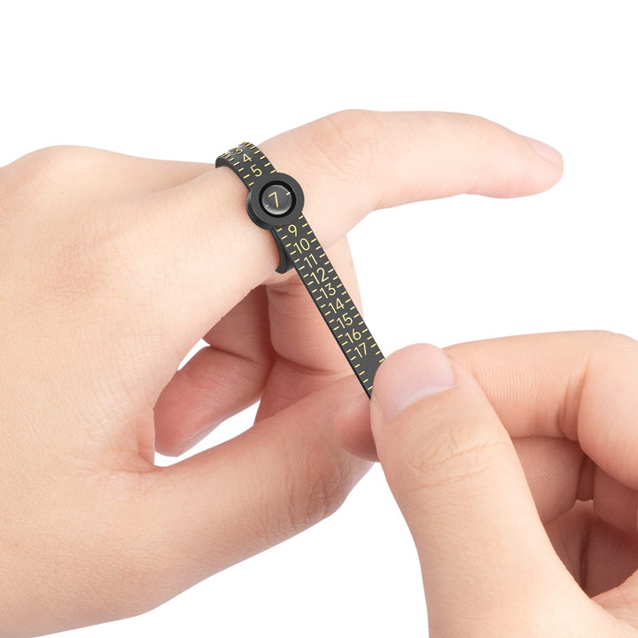 Ring Sizer 1-17 REIDEA Measuring Tool with Magnified Glass, Reusable Finger Size Gauge Jewelry Sizing Tool USA Rings Size (Black Sizer Gold Scale)
