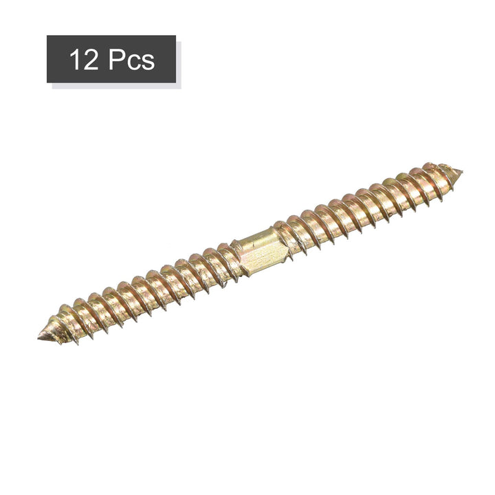 8x90mm Hanger Bolts, 12pcs Double Ended Self-Tapping Thread Wood to Wood Dowel Screws for Wood Connecting