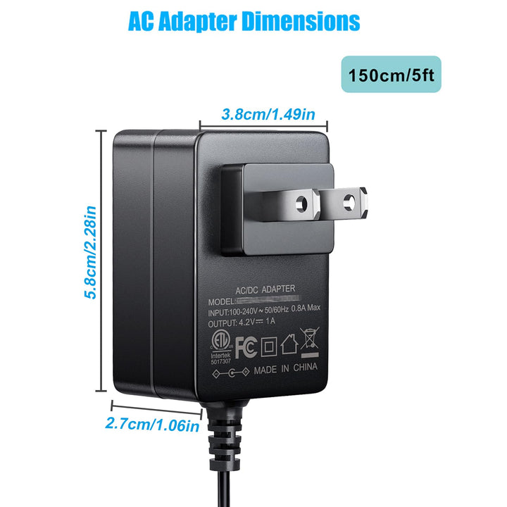 4.2V Charger Cord for Wahl Trimmer Clipper 9818 9818L 9854L WNT-8 WNT-9 9864 9876L 9880L 9888L Lithium Ion Beard Shaver Groomer S003HU0420060 S004mu0400090 Class 2 Power Supply Replacement