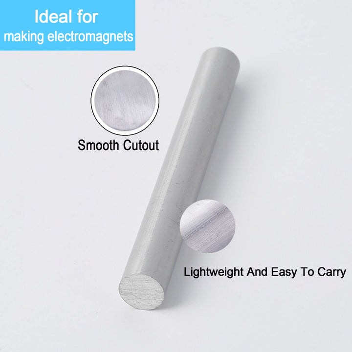 Soft Iron Rod, High Pure Iron Rod, Ideal Core for Making Electromagnets, 0.5 Diameter, 6 Long