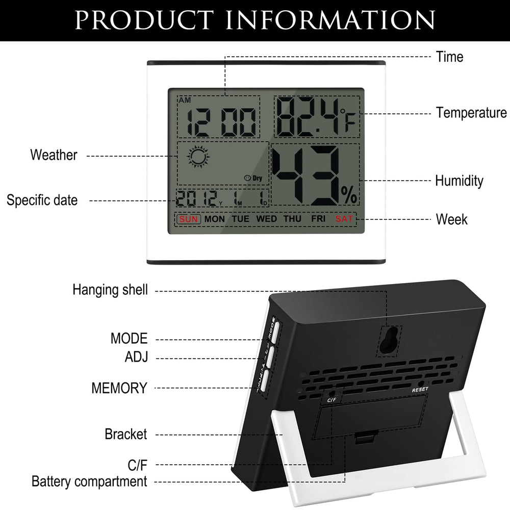 Digital Alarm Clock Shower Clock Hygrometer Thermometer Alarm Clock Weather Station Indoor Thermometer
