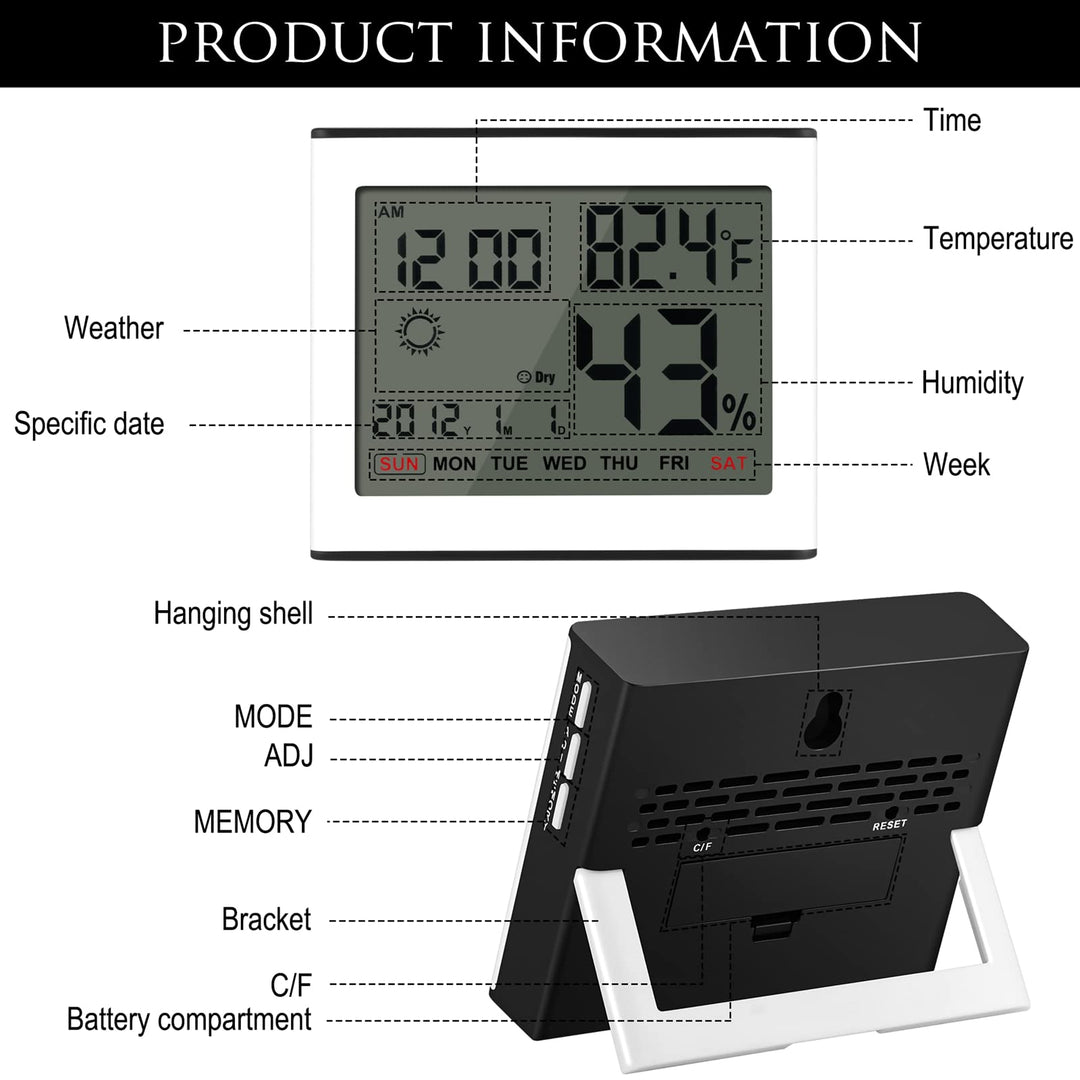 Digital Alarm Clock Shower Clock Hygrometer Thermometer Alarm Clock Weather Station Indoor Thermometer