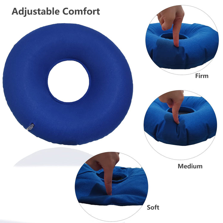 Inflatable Cushion Inflatable Ring Cushion Seat 15 Inch Round Inflatable Cushion Portable Cushion Pillow for Bed Resting Office Chair Car Blue