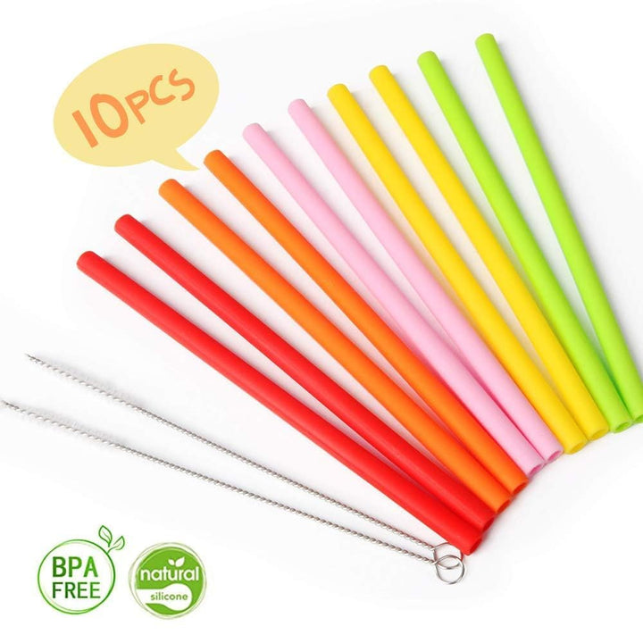10 Pcs 6 Reusable Drinking Straws, Opret Short Silicone