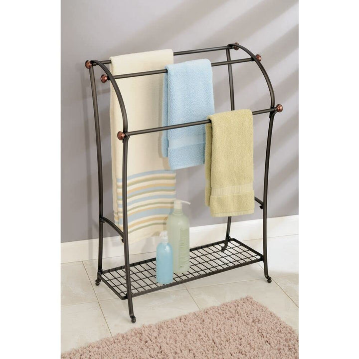 mDesign Large Standing Metal Bathroom Towel Holder Stan