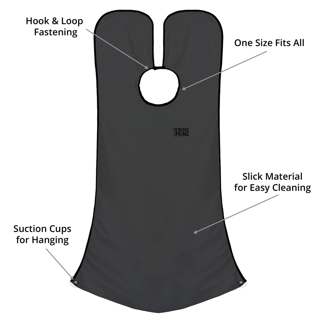 Beard King - The Official Beard Bib - Hair Clippings Catcher &amp; Grooming Cape Apron - â€œAs Seen On Shark Tankâ€ - Black (Lite Version)
