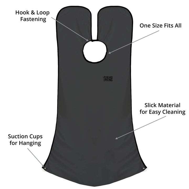 Beard King - The Official Beard Bib - Hair Clippings Catcher &amp; Grooming Cape Apron - â€œAs Seen On Shark Tankâ€ - Black (Lite Version)