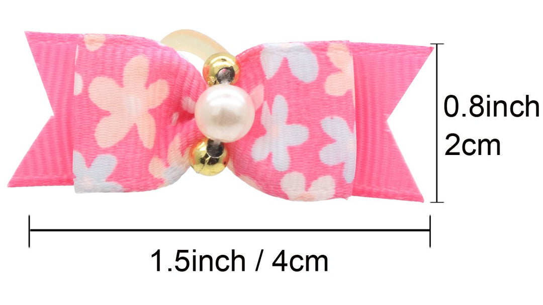 24pcs/12 Pairs Adorable Grosgrain Ribbon Pet Dog Hair Bows with Rubber Bands - Puppy Topknot Cat Kitty Doggy Grooming Hair Accessories Bow knots Headdress Flowers Set for Groomer
