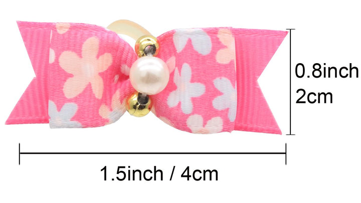 24pcs/12 Pairs Adorable Grosgrain Ribbon Pet Dog Hair Bows with Rubber Bands - Puppy Topknot Cat Kitty Doggy Grooming Hair Accessories Bow knots Headdress Flowers Set for Groomer