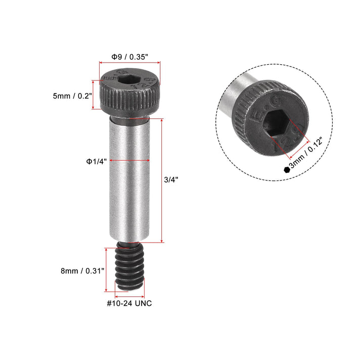 Alloy Steel Hexagon Socket Head Shoulder Screws Bolts, 3/4 Shoulder Length, 1/4 Shoulder Dia, #10-24 Thread, 10pcs