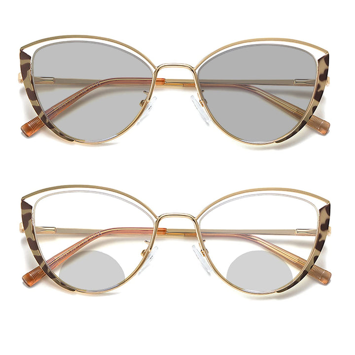 mincl Anti-fatigue Women Cat Eye Bifocal Reading Glasses Fashion Outdoor Quality Transition Photochromic Bifocals Sunglasses Readers (leopard, 2.0x)