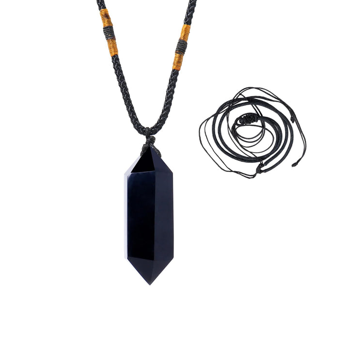 Runyangshi Black Obsidian Healing Crystal Pendants, Dou