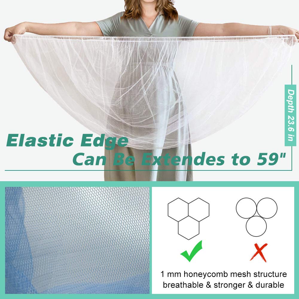 Mosquito Net for Stroller (2 Pack) - Durable Baby Stroller Mosquito Net - Perfect Bug Net for Strollers, Bassinets, Cradles, Playards, Pack N Plays and Portable Mini Crib (Blue) …