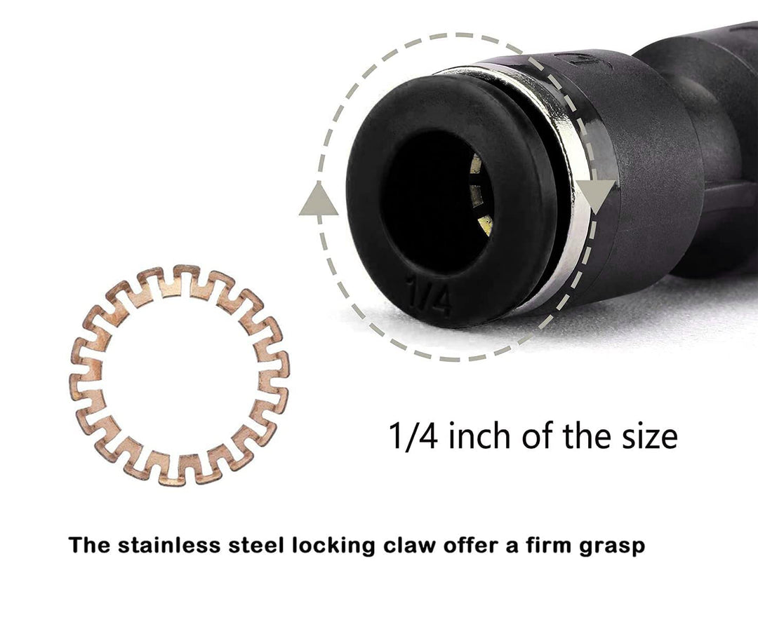 zjxed 1/4 OD x 1/4 OD Straight Pneumatic Connector, Push to Connect fittings Straight Union/Coupler (Pack of 10)