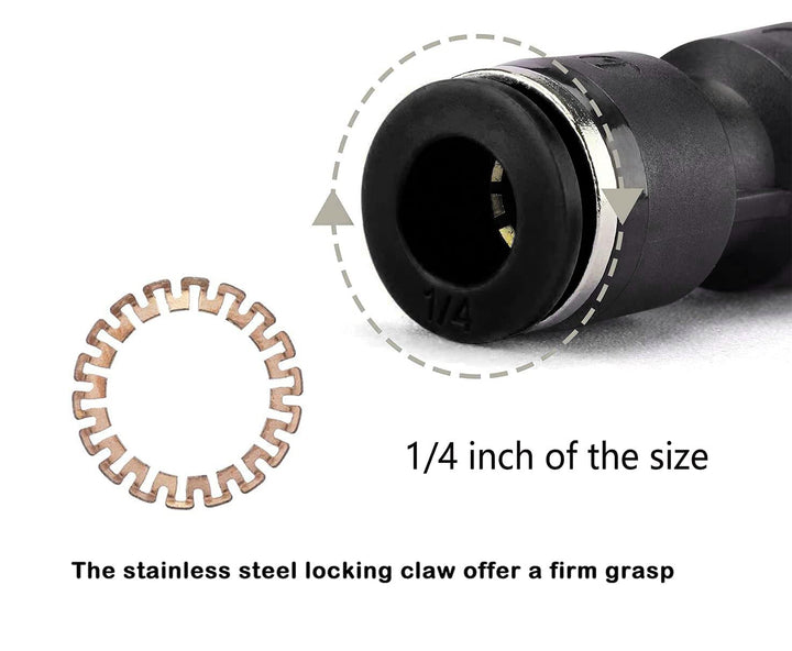 zjxed 1/4 OD x 1/4 OD Straight Pneumatic Connector, Push to Connect fittings Straight Union/Coupler (Pack of 10)