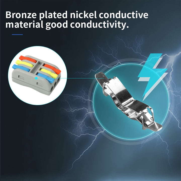 10 Pcs Lever Wire Connectors, Compact Wire Conductor Connector Quick Wiring Cable Connector Push-in Conductor Terminal Block (3 in 3 Out)