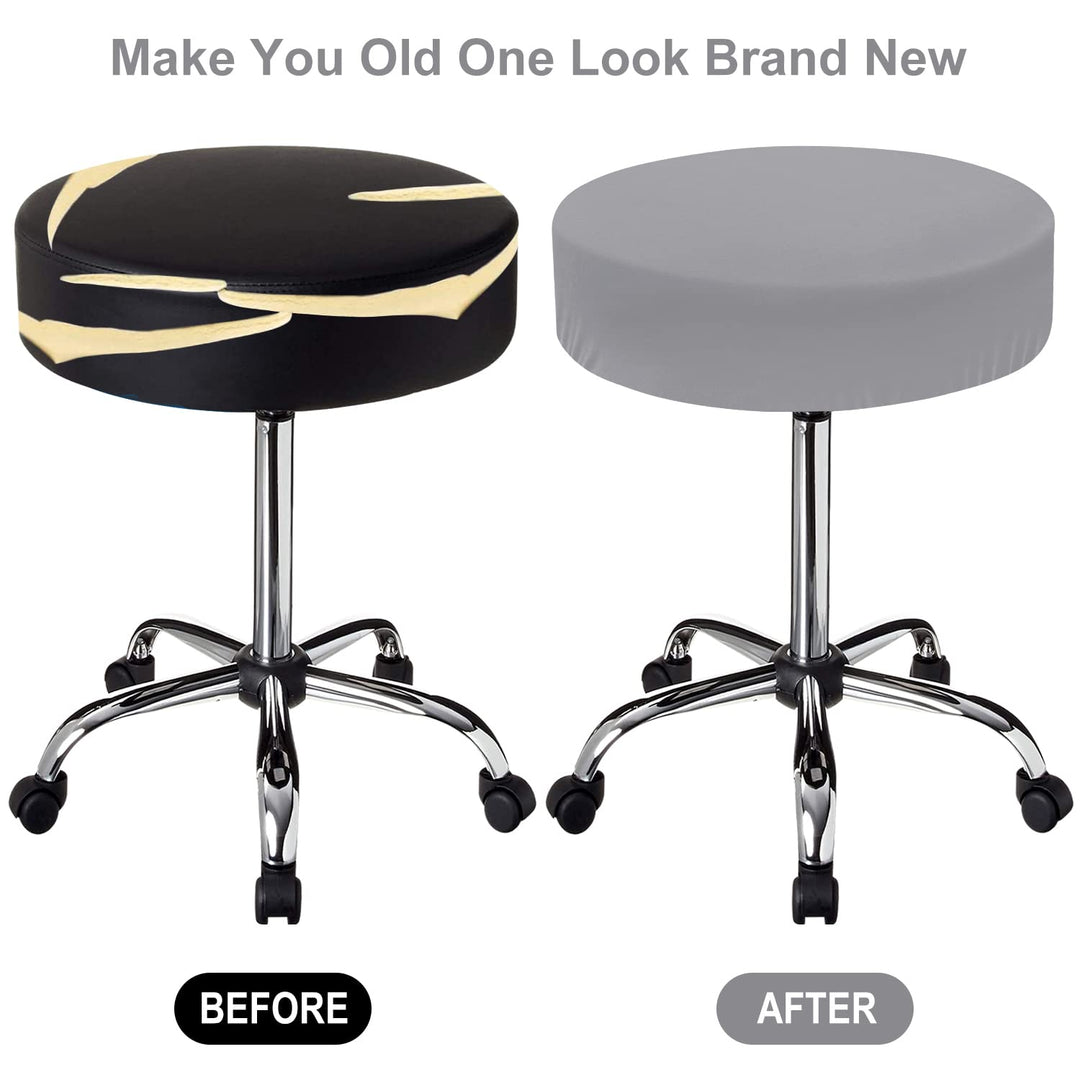 Bar Stool Covers Round, 2 Pcs Stool Slipcovers High Elastic, Circle Chair Covers, Soft &amp; Easy to Clean Chair Seat Cushion Slipcover Fit for Stool of Dia 14-17 Inch , Grey