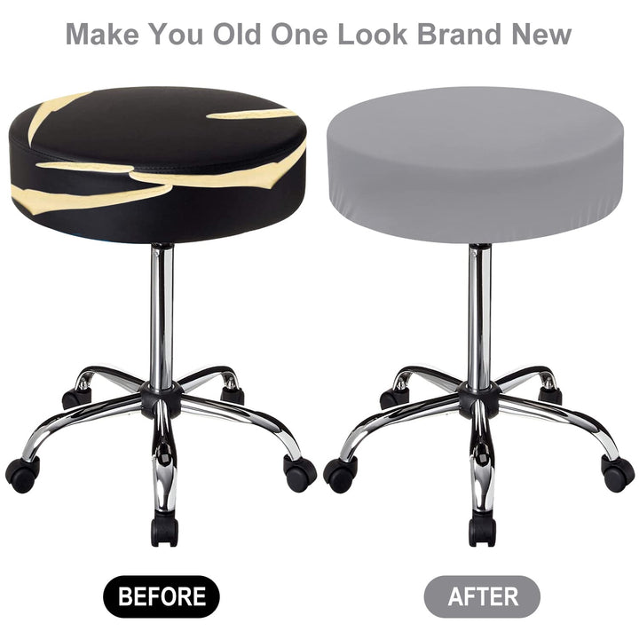 Bar Stool Covers Round, 2 Pcs Stool Slipcovers High Elastic, Circle Chair Covers, Soft &amp; Easy to Clean Chair Seat Cushion Slipcover Fit for Stool of Dia 14-17 Inch , Grey