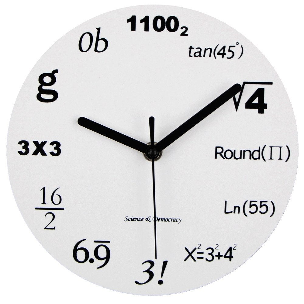 8 Math Clock, Unique Wall Clock Modern Design Novelty Maths Equation Clock - Each Hour Marked by a Simple Math Equation