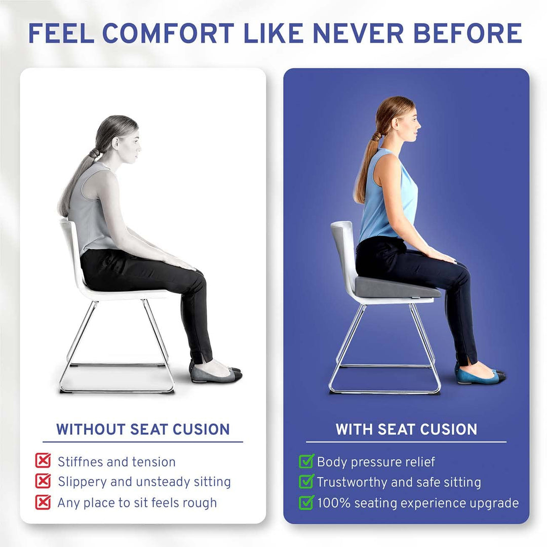Wedge Car Seat Cushion and Office Chair Cushion - Memory Foam Tailbone Pain Relief Cushion for Driving, Office Chair, Gaming Chair - Orthopedic Support for Lower Back, Tailbone, Coccyx, Hips