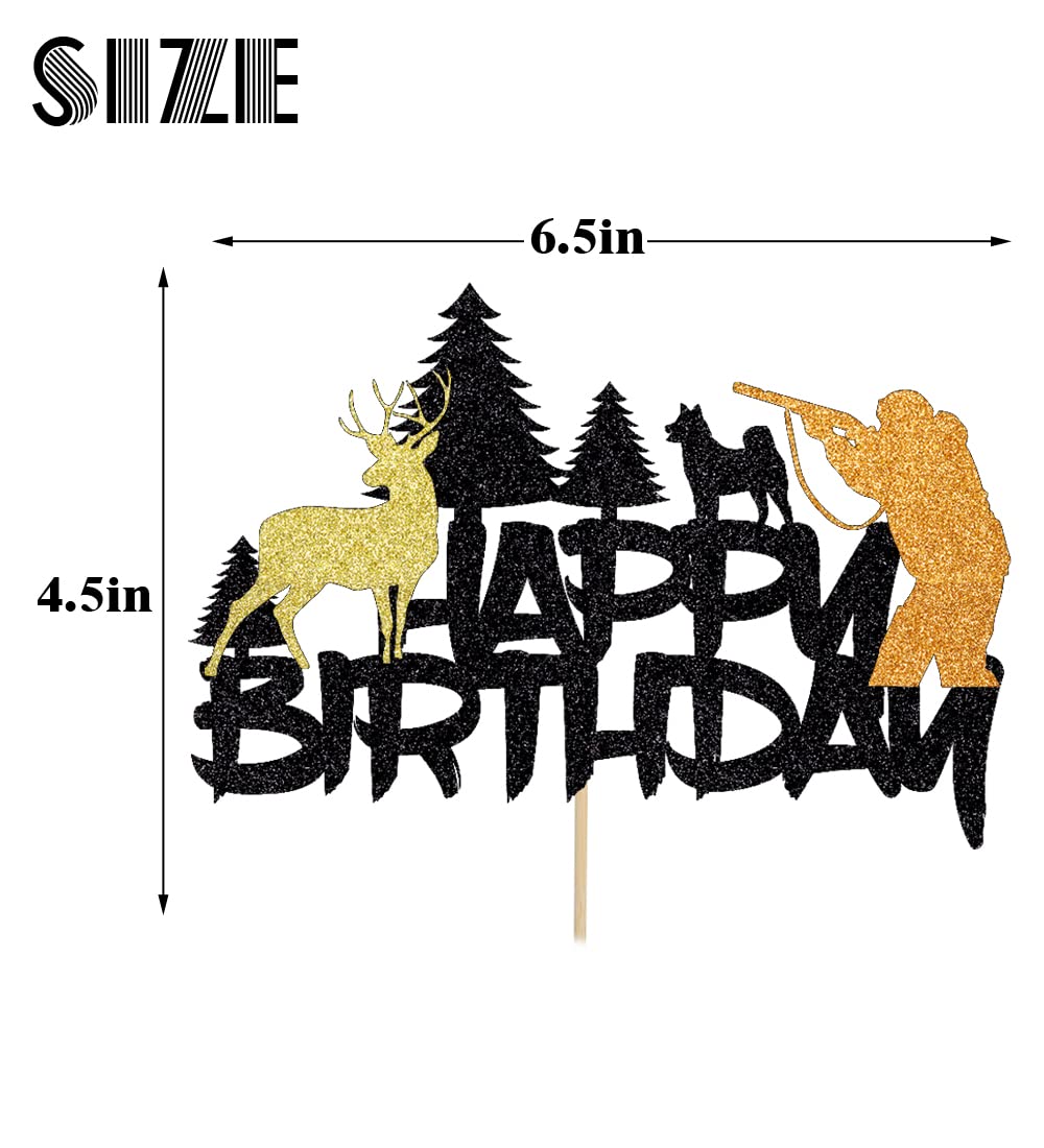 BIABISD Hunting Cake Topper Deer Hunter Out Hunting Camping Birthday Party Supplies Decorations Kids Boys Girls Mens Womens Happy Birthday Party Supplies