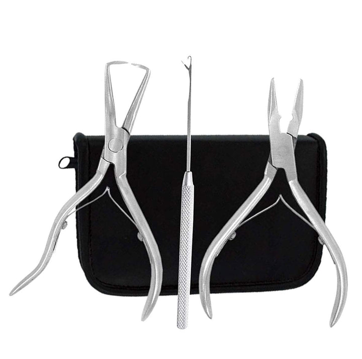 Pliers Needle 3pcs Tool Kit for Micro Ring Link Bead Human Hair Extensions