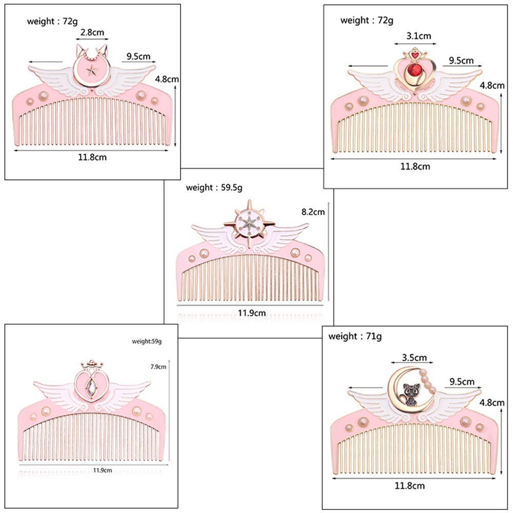 Christmas Gift Sailor Moon Makeup Comb Hair Brush Girls Hairbrush Hair Comb Girls Hairdresser (Red Heart)