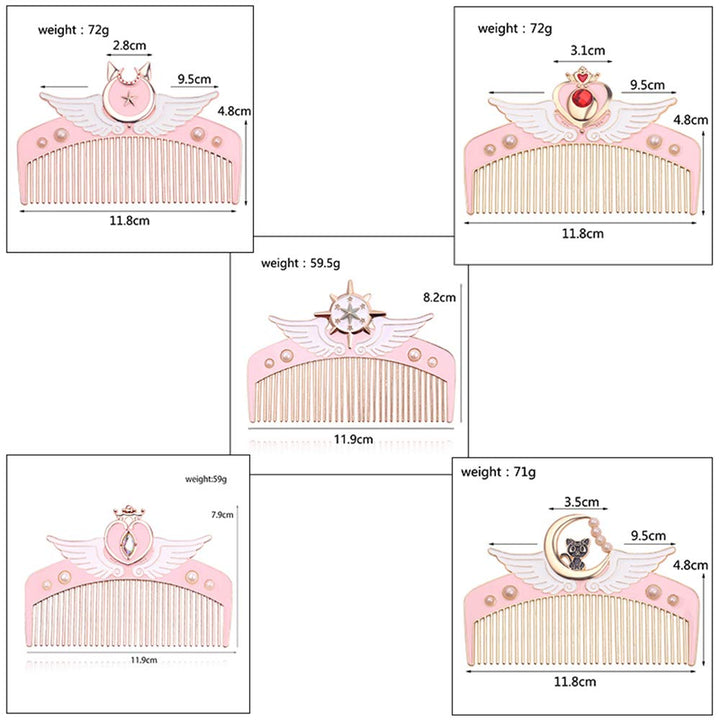 Christmas Gift Sailor Moon Makeup Comb Hair Brush Girls Hairbrush Hair Comb Girls Hairdresser (Red Heart)