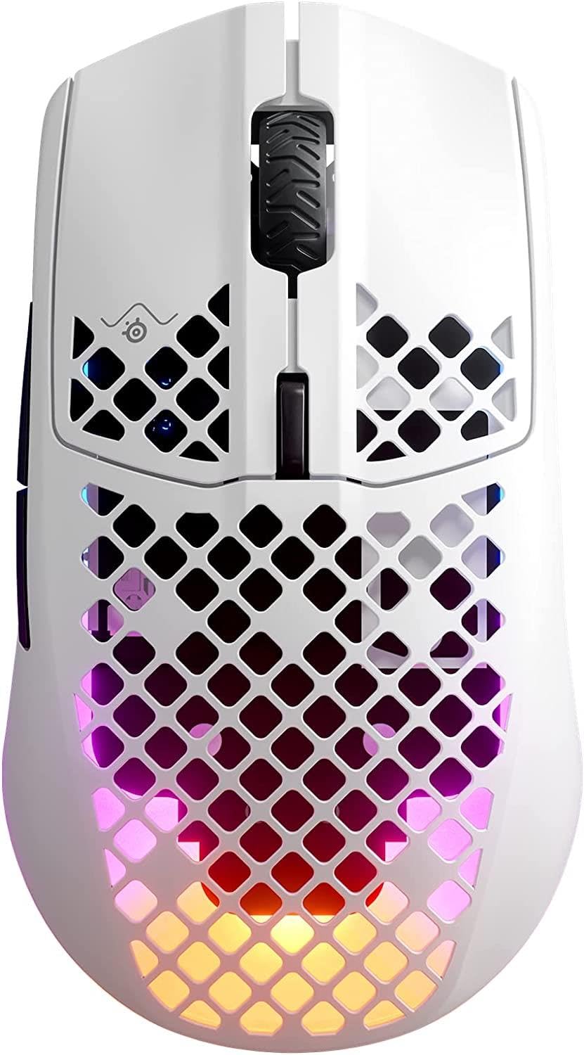 Aerox 3 Wireless - Holey RGB Gaming Mouse - Ultra-lightweight Water Resistant Design - 18K DPI TrueMove Air Optical Sensor -Snow