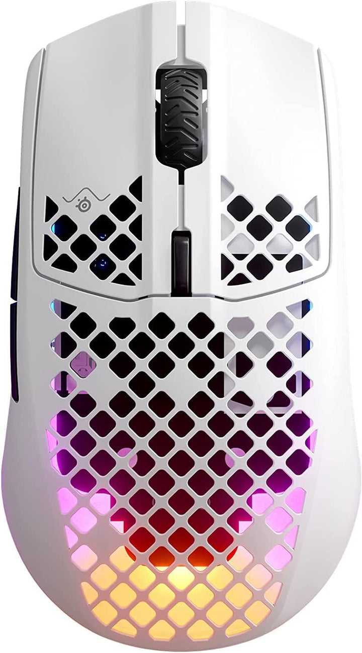 Aerox 3 Wireless - Holey RGB Gaming Mouse - Ultra-lightweight Water Resistant Design - 18K DPI TrueMove Air Optical Sensor -Snow