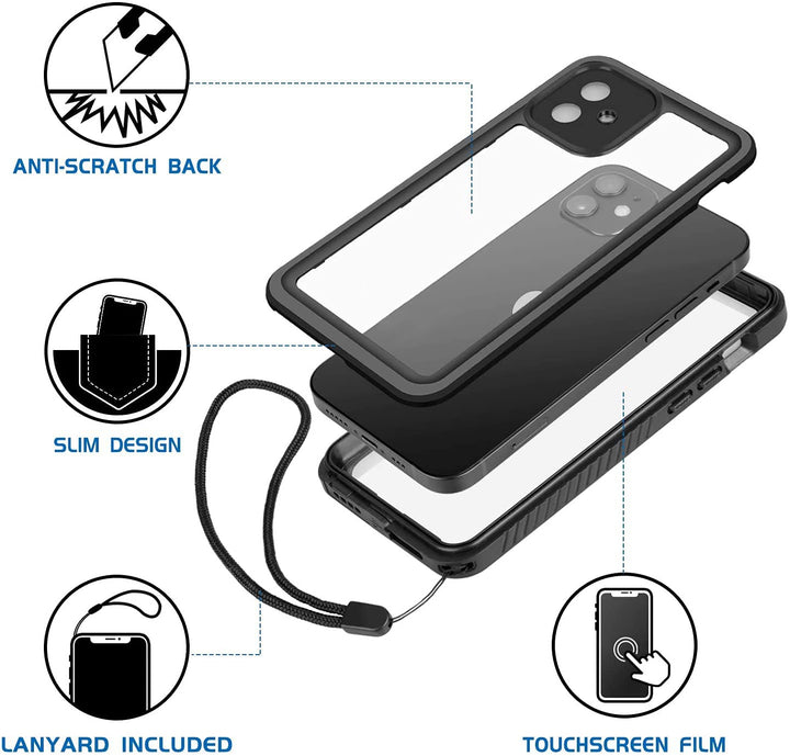 TAKED iPhone 12 Mini Waterproof Case, Shockproof Dustpr