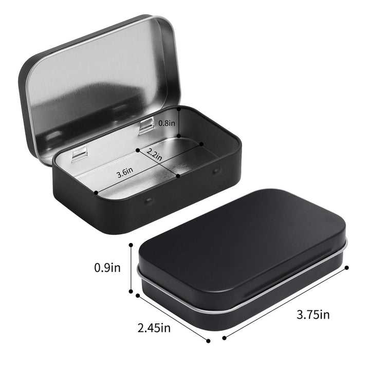 Metal Rectangular Hinged Tins - Pack of 40 Matte Black Mini Portable Box Containers Small Empty Storage Tins with Lids Home Organizer Kit for Storage Drawing Pin Jewelry Crafts