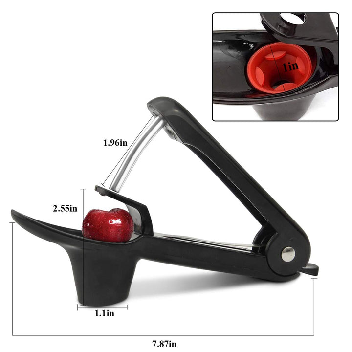 TaurusScrew Cherry Pitter Tool, Cherry Pit Remover Tool, Cherry Picker, Fruit Core Remover Design for Make Delicious Cherries Dishes and Cocktail Cherries (Black)