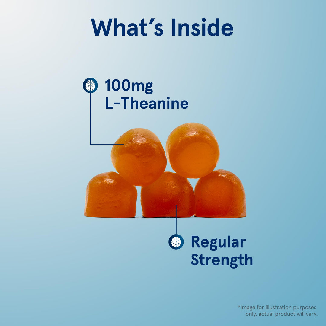 Theanine 100 mg Gummies, Dietary Supplement That Promotes Calmness, 60 Apple-Flavored Gummies, 60 Day Supply