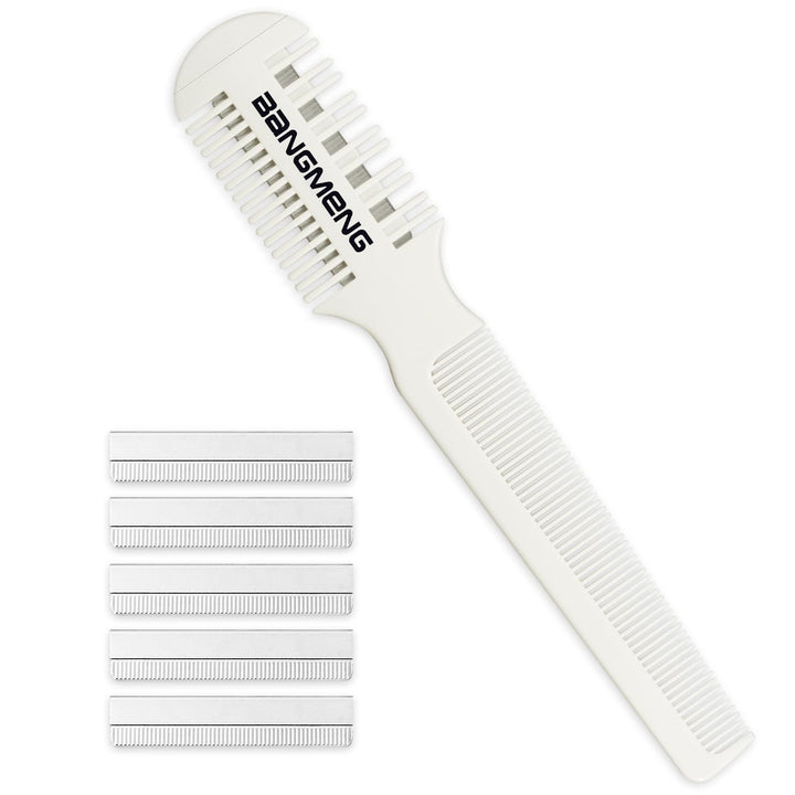 Hair Cutter Comb, Shaper Hair Razor Comb, Split Ends Hair Trimmer Styler, Double Edge Razor Blades for Thinning, Hair Cutting and Styling, Extra 5 Blades Included