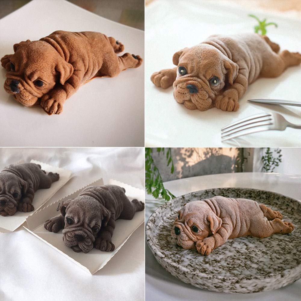 Fewo 2 Pack 3D Shar Pei Dog Silicone Molds for Baking M