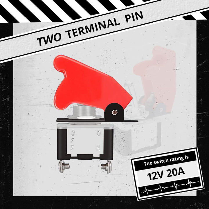 Heavy Duty Rocker Toggle Switch 12V 20A Red Cover SPST ON/Off 2Pin Car Truck Boat-6 Pack
