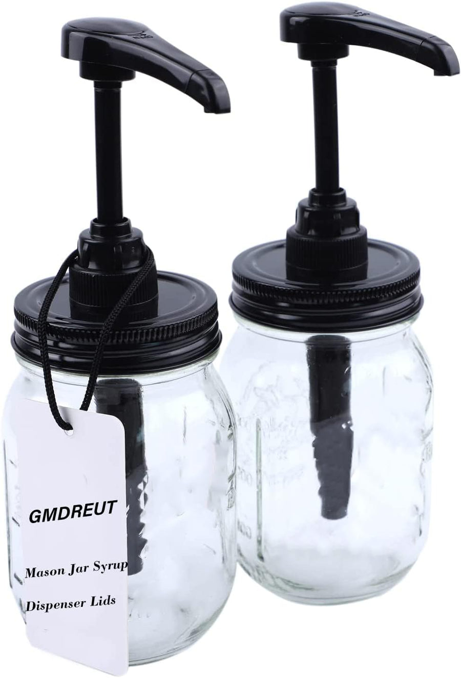 Mason Jar Syrup & Honey Pump Dispenser Lids For Regular Mouth Jar (2 Pack) Coffee Syrup Dispenser Food Grade, Airtight & Leak & Rust Proof Sauce Dispenser Pump Lids (Jar Not Included)