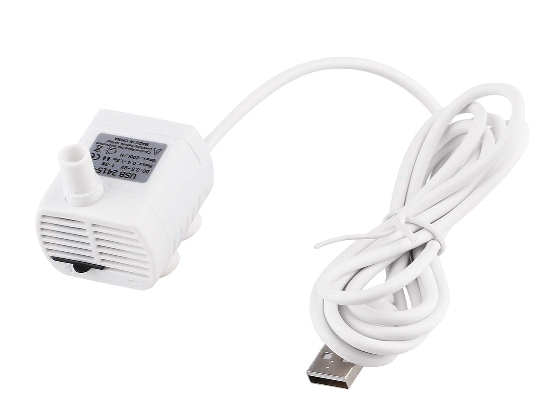 Driew 3W DC 3.5-8V USB Water Pump with Power Cord, Solar Mini Submersible,Brushless,Waterproof (USB Water Pump White)