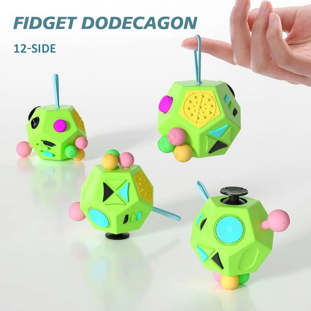 Fidget Dodecagon –12-Side Fidget Toys Cube Relieves Stress and Anxiety Anti Depression Cube for Children and Adults (B1 Green)