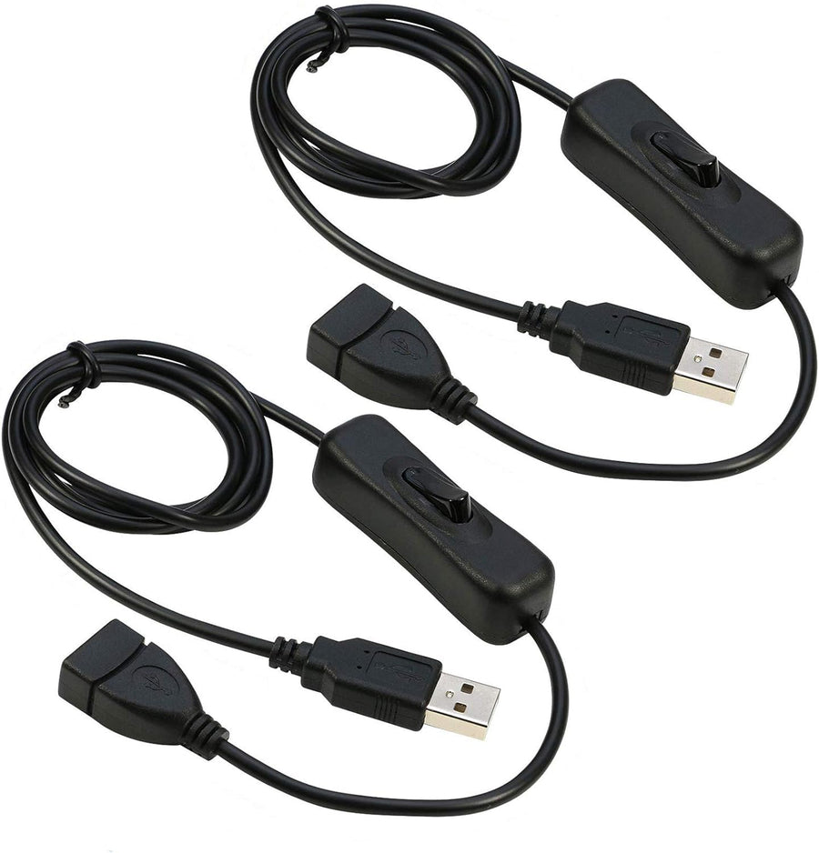 USB Extension Cable 2Pcs with ON/Off Switch USB Male to Female Cable Support for LED Desk Lamp, USB Fan, LED Strips etc(39.5inch)